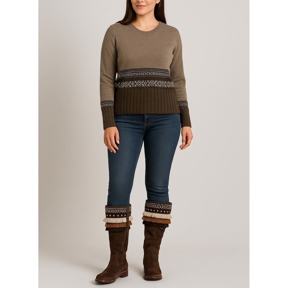 UGG Boho Fringe Tall‎ Suede Boots | Tribal Knit Cuff | Women's Size 6